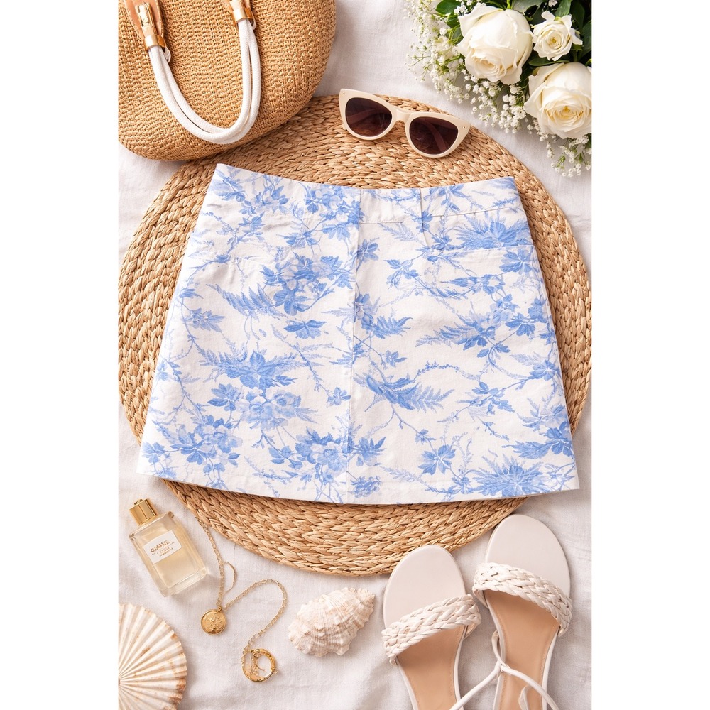 Express Mini Skirt with Blue Floral Print